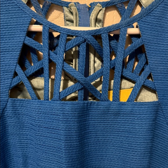 Anthropologie Mauve Blue Dress with Cutout Design 2 - Picture 3 of 9